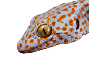 The Tokay Gecko (Gekko gecko) closeup on wood with isolated background