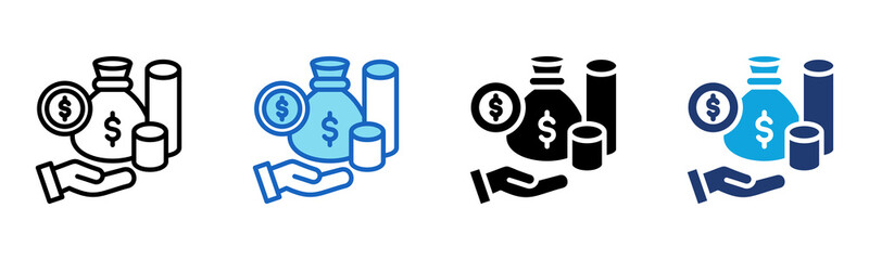 Money Bag icon Multi Style Vector Illustration