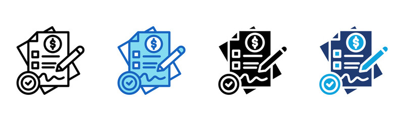 Obraz premium Loan Approval icon Multi Style Vector Illustration