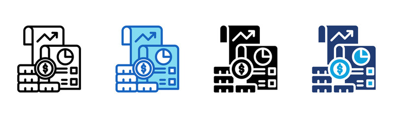 Expense Report icon Multi Style Vector Illustration