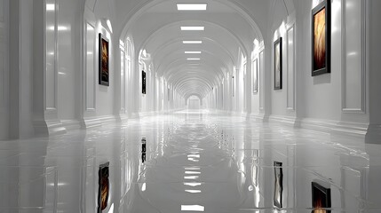 office corridor empty space white walls clean modern flooring