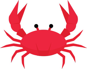 Vibrant red crab illustration minimalist nautical seafood icon vector