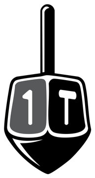 black dreidel with numbers, hanukkah clip art preview