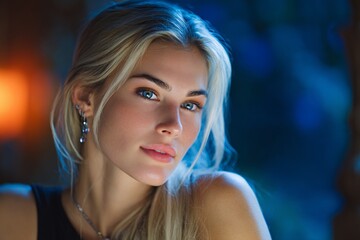 Mystical Indoor Portrait of a Woman Daydreaming in a Softly Lit Room