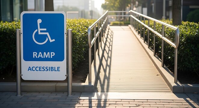 Accessible ramp with sign