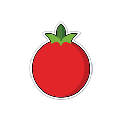 Simple red tomato icon with green stem and leaves freshness healthy eating food