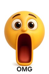 shocked yellow emoji face with open mouth expressing surprise and amazement reaction