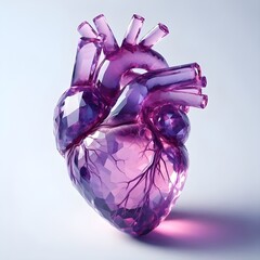  crystal glass heart anatomical shape transparent purple medical healthcare cardiology organ illustration concept design