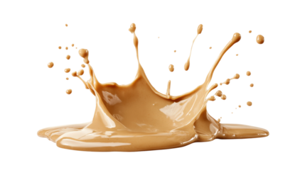 Peanut butter splash isolated on a transparent background