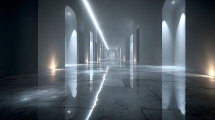 empty hallway smart home lighting modern design clean interior