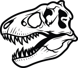 T-rex dinosaur skull sketch fierce predator ancient creature roaring vector