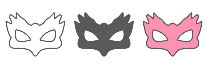 Naklejka premium Mask line icon, costume and roleplay accessory, vector graphics, editable stroke