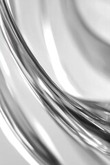 Abstract depiction of smooth, flowing curves and shapes, rendered with high detail and a reflective, metallic appearance creating depth and contrast with soft highlights and shadows.