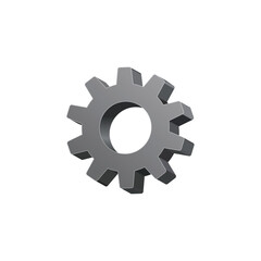 3D Interlocked Dark Gray Gears on White Background. Symbol of Teamwork and Mechanics