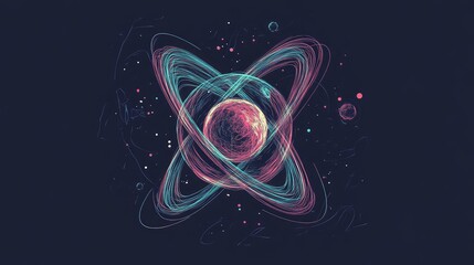 Atom structure concept showing electron orbits and nucleus