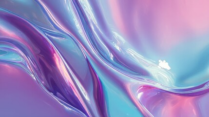 Abstract Liquid Art with Purple, Pink, Blue Gradients, Glossy Ripples, Soft Folds, Holographic Sheen, Minimalist Background for Tech Branding, Wallpaper, Digital Design