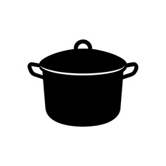 cooking pot icon black silhouette vector illustration on transparent background