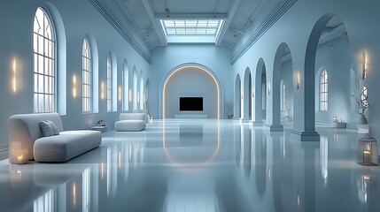 empty entertainment space smart projector modern clean background