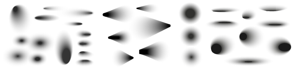 Square and rectangle box shadow effects. Realistic overlay and transparent shadows vector set, shades falling from objects on floor with soft black edges and dark corners, transparent background