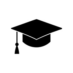 graduation cap icon black silhouette vector illustration on transparent background