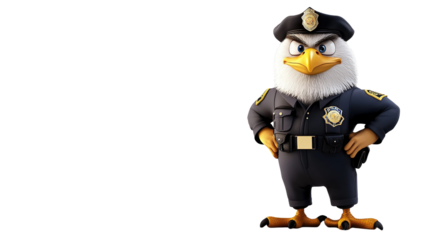 Eagle Officer: A fierce and imposing eagle, stands in a crisply tailored uniform, embodying authority and vigilance. 