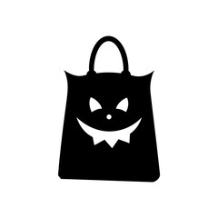trick or treat bag icon black silhouette vector illustration on transparent background