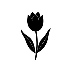 tulip icon black silhouette vector illustration on transparent background