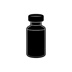 vaccine vial icon black silhouette vector illustration on transparent background