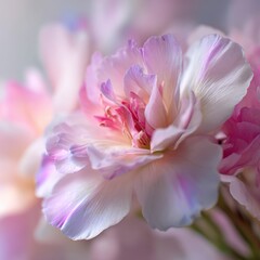 Delicate Pastel Peony Blossom - Soft Focus, Close-Up, Romantic Floral Beauty.