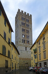Lucca, Italy - A picturesque narrow alley or street in the historic center of Lucca in the Tuscany region, Unesco World Heritage site, Italy