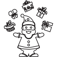 Jolly Santa Juggling Presents