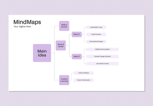 Mind Map Infographic Template with Purple Accents