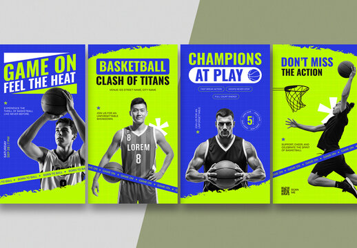 Green and Blue Modern Basketball Tournament Social Media Story Template