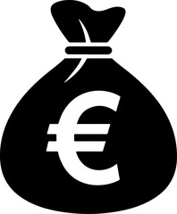 euro currency bag silhouette vector illustration