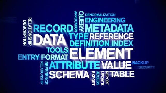 Data Element animated word cloud-text design animation tag kinetic typography seamless loop.