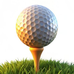 3d golf ball on tee with lush grass