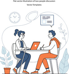 Flat-vector-3d dimension illustration-of-two-people-discussion vector templates