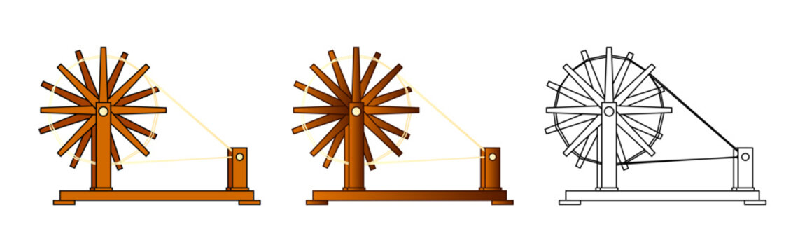 Vector illustration of Gandhi charkha set on transparent background