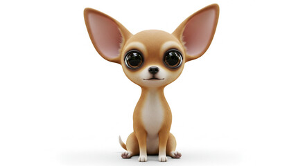 Cute chihuahua puppy sitting isolated on white background looking at camera