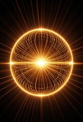 Abstract glowing sphere with light rays energy and technology concept