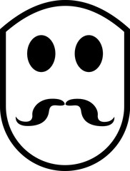 Vector Silhouette Face with Thick Black Mustache, Minimalist Male Portrait Illustration