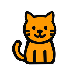 Flat Cat Icon – Cartoon Orange Kitten
