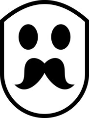 Vector Silhouette Face with Thick Black Mustache, Minimalist Male Portrait Illustration