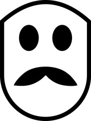 Vector Silhouette Face with Thick Black Mustache, Minimalist Male Portrait Illustration