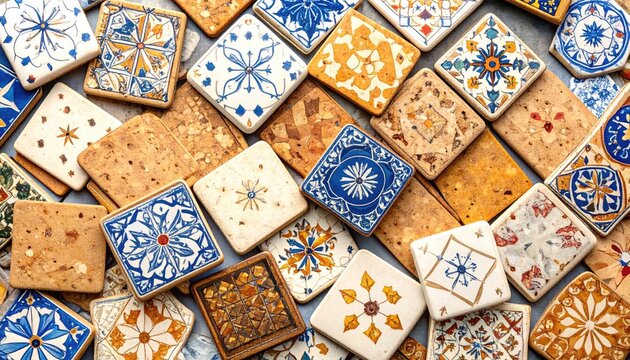 Assorted colorful square tiles showcasing patterns and textures - Powered by Adobe