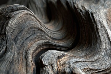 Close-up of swirling, dark wood grain