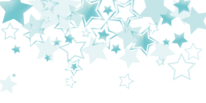 Light blue stars decoration isolated on transparent background