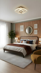 Bohemian Bedroom with Mid-Century Modern Wood Accents