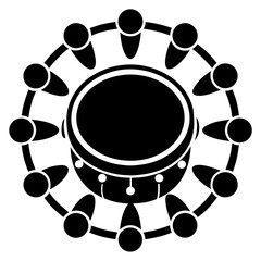 Drum Circles Spirit a simple vector clean black silhouette design white background