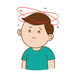 Man dizziness or vertigo, Illustration flat cartoon show illnes malaise symptom isolated on white background
